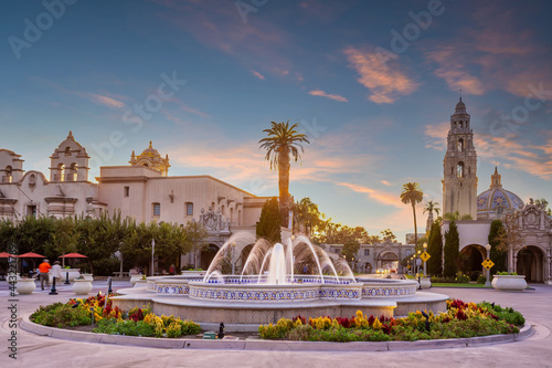 San Diego Balboa public park at sunset in California