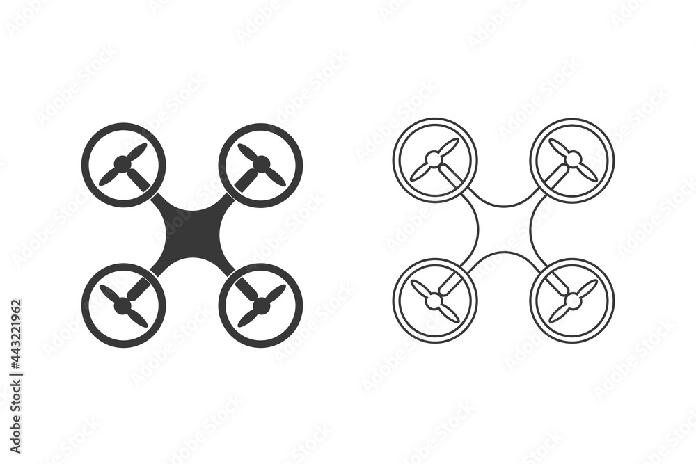 Flying drone sign. Drone icon set. In modern flat symbol. Drone vector Flying drone sign. Drone icon set. In modern flat symbol. Drone vector