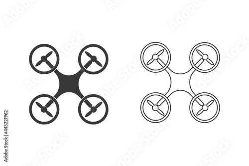 Flying drone sign. Drone icon set. In modern flat symbol. Drone vector