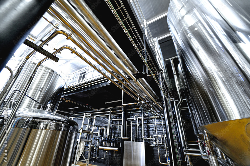 Pipes and fittings at a craft modern brewery Pipes and fittings at a craft modern brewery