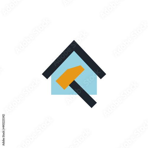 Building house, renovation house icon in color icon, isolated on white background 