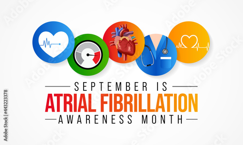 National Atrial Fibrillation (AFIB) Awareness Month is observed every year in September, it is a heart condition that causes an irregular and often abnormally fast heart rate. Vector illustration