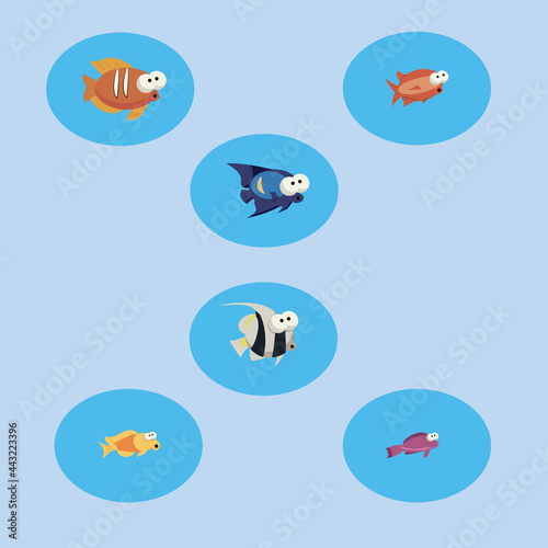 set of cartoon fish for kids © Юлия Савкина