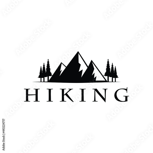 mountains landscape adventure expedition hiking logo design vector illustration