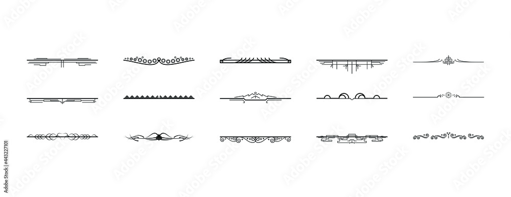 Set Black Simple Line Collection Doodle Border Decorative Elements Vector Design Style Sketch Isolated Illustration For Banner Set Black Simple Line Collection Doodle Border Decorative Elements Vector Design Style Sketch Isolated Illustration For Banner