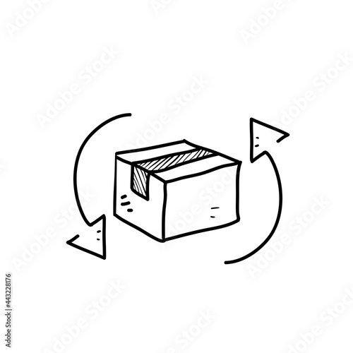 hand drawn doodle return package or order illustration vector