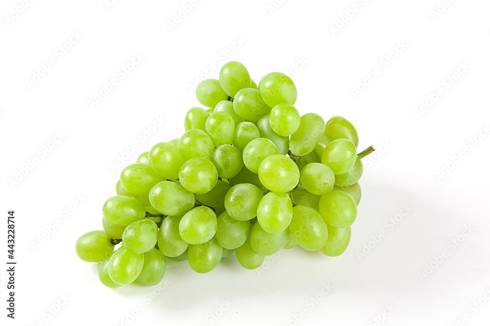 fresh ripe green grape isolated on white background.