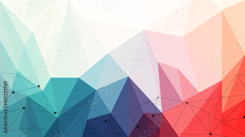 Colorful geometric background. Polygonal with connecting dots and lines. 