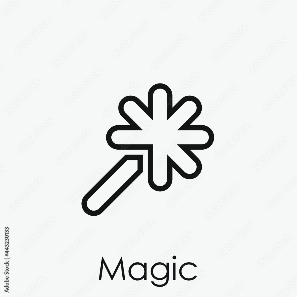 Magic wand vector icon. Editable stroke. Symbol in Line Art Style for Design, Presentation, Website or Apps Elements, Logo. Pixel vector graphics - Vector Magic wand vector icon. Editable stroke. Symbol in Line Art Style for Design, Presentation, Website or Apps Elements, Logo. Pixel vector graphics - Vector