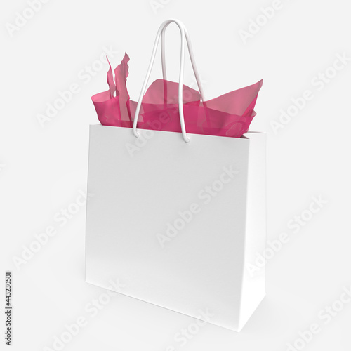 3d rendered white gift bag over white background