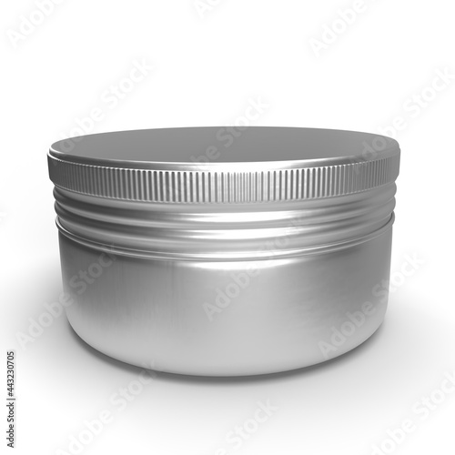 3d rendered metal tin over white background