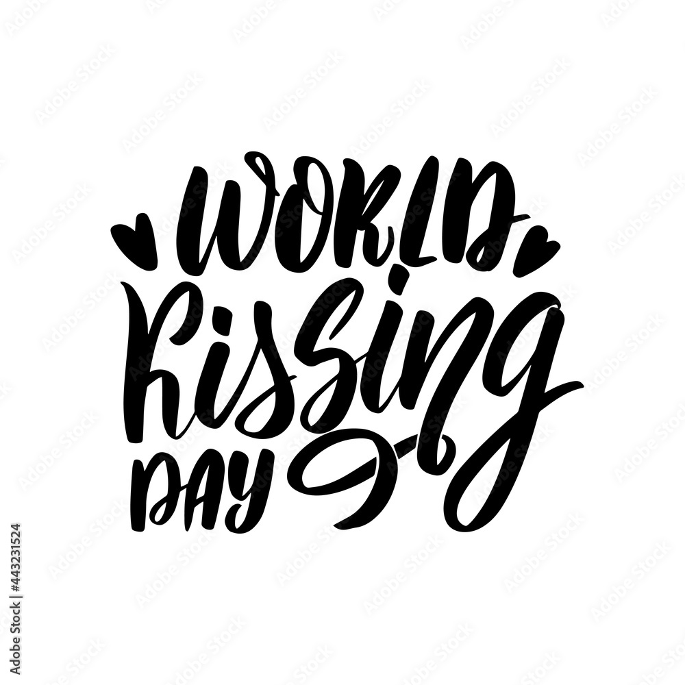 World Kissing day hand lettering isolated on white. World Kissing day hand lettering isolated on white.