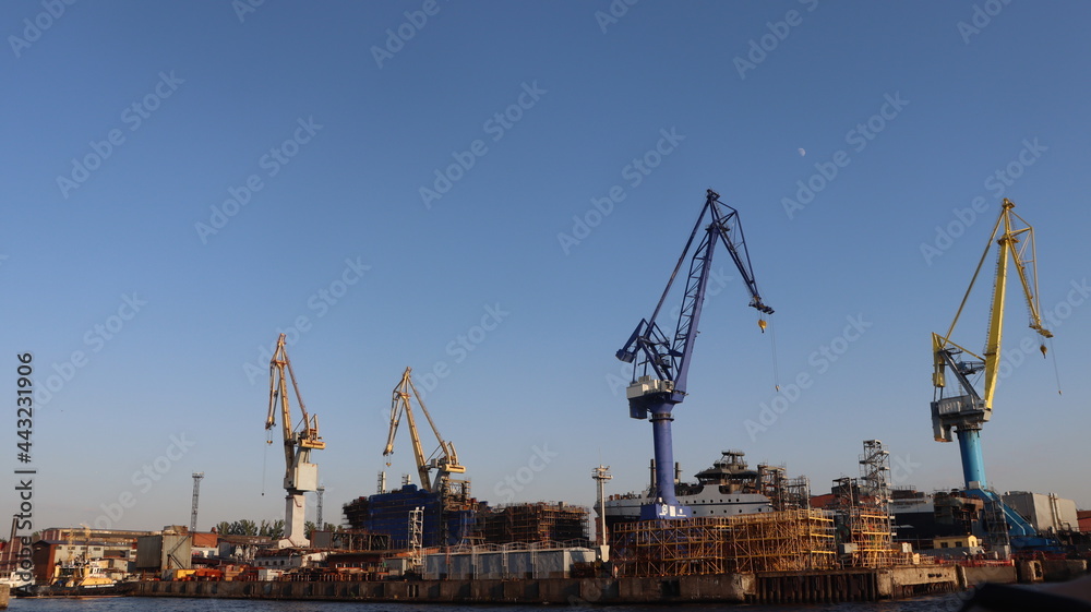city industria lport view with cranes