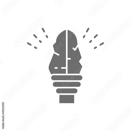 Vector primal spear, prehistoric weapon gray icon.