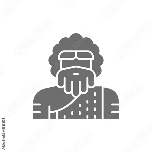 Primitive man, homo sapiens, Neanderthal, Pithecanthropus gray icon.