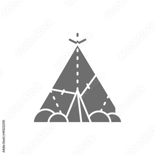 Indian wigwam, prehistoric house, primitive home gray icon.