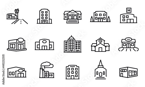  Buildings Thin Line Icons vector design  photo