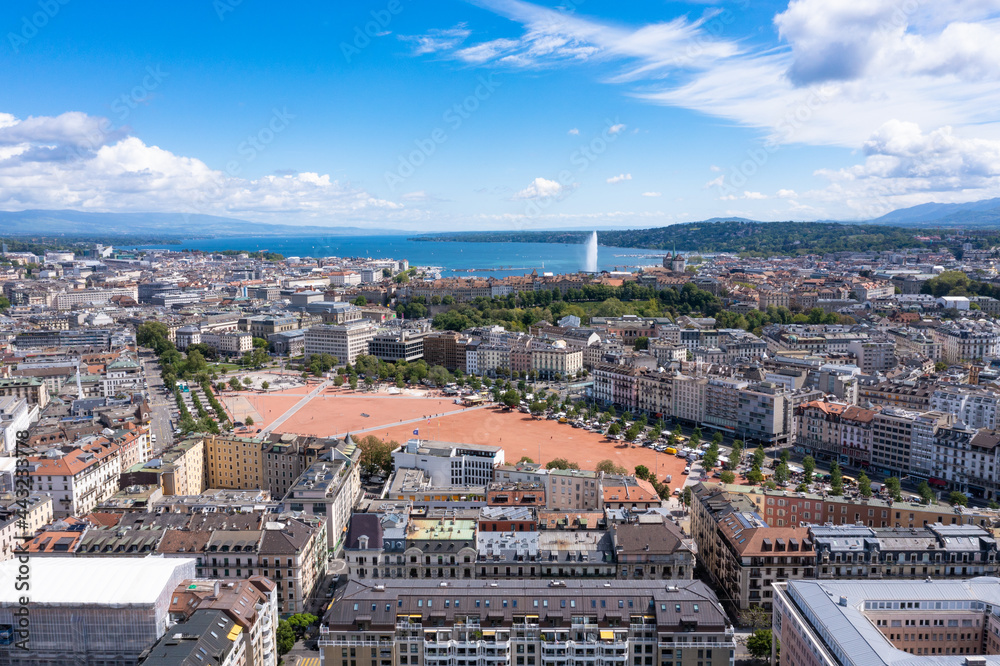 Aerial view of  plainpalais in Geneva - Switzerland