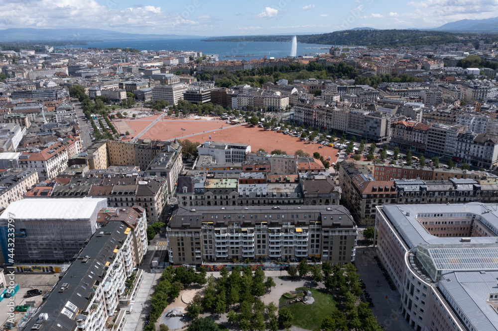 Fototapeta premium Aerial view of plainpalais in Geneva - Switzerland