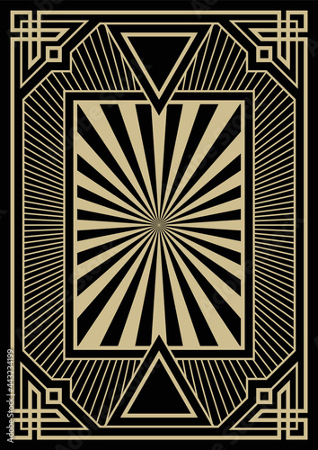 Art Deco Style Background, 1920s - 1940s Geometrical Decorative Frame for Retro Posters, Covers, Illustrations 