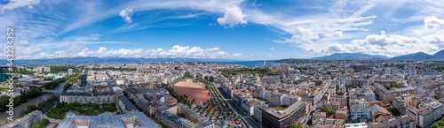 Aerial panoramic view of plainpalais in Geneva - Switzerland