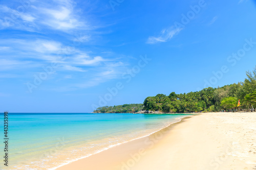 Surin Beach with crystal clear water and wave, famous tourist destination, Phuket, Thailand © wirojsid