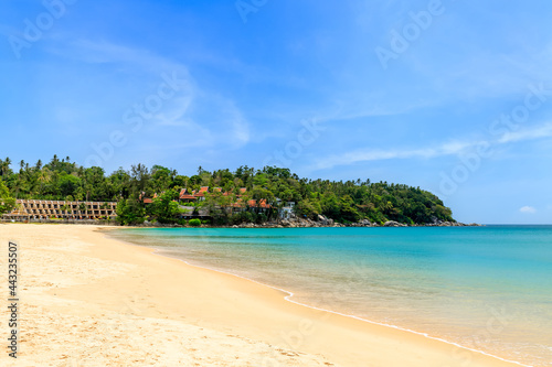 Karon Beach with crystal clear water and wave  famous tourist destination and resort area  Phuket  Thailand