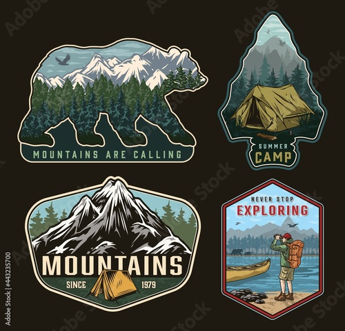 Summer recreation vintage emblems