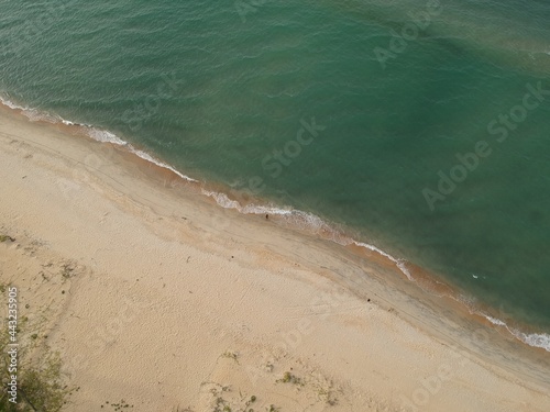 drone shot top view aerial beach sea view background landscape 