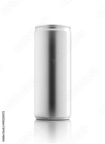 blank metallic tin can for drink beverage product design mock-up isolated on white background