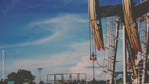 Oil extracting by pump jack in the oil field
