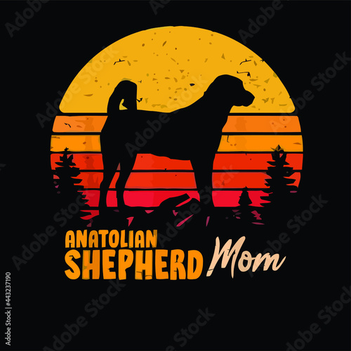 anatolian shepherd mom mama vintage retro dog design vector illustration for use in design and print poster canvas photo