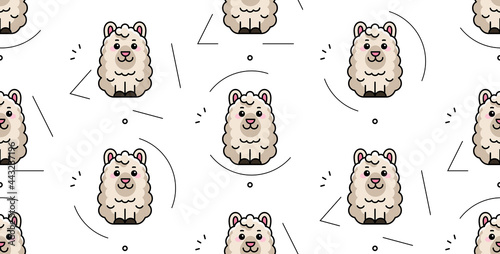 Seamless pattern with lamas. Icon design. Template elements