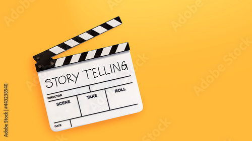 Story telling.Text title on film slate. photo