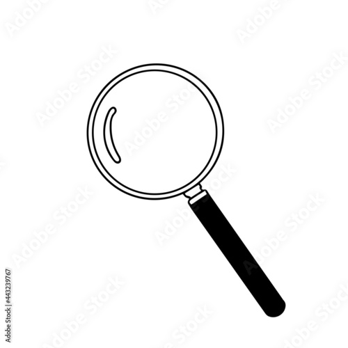 Doodle vector hand drawn magnifying glass vector. Office supplies, search icon, work tool, exploration, zoom, instrument. design element isolated for typography and digital use.