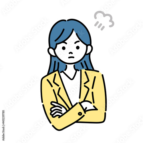 腕組みをして怒っている女性のイラスト