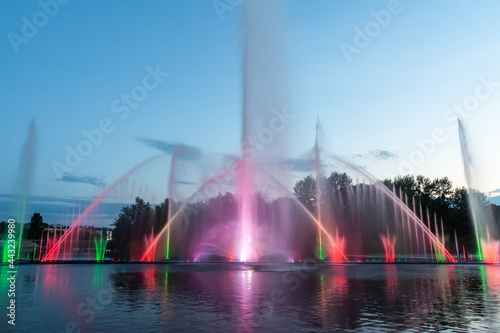 Musical fountain with laser animations.