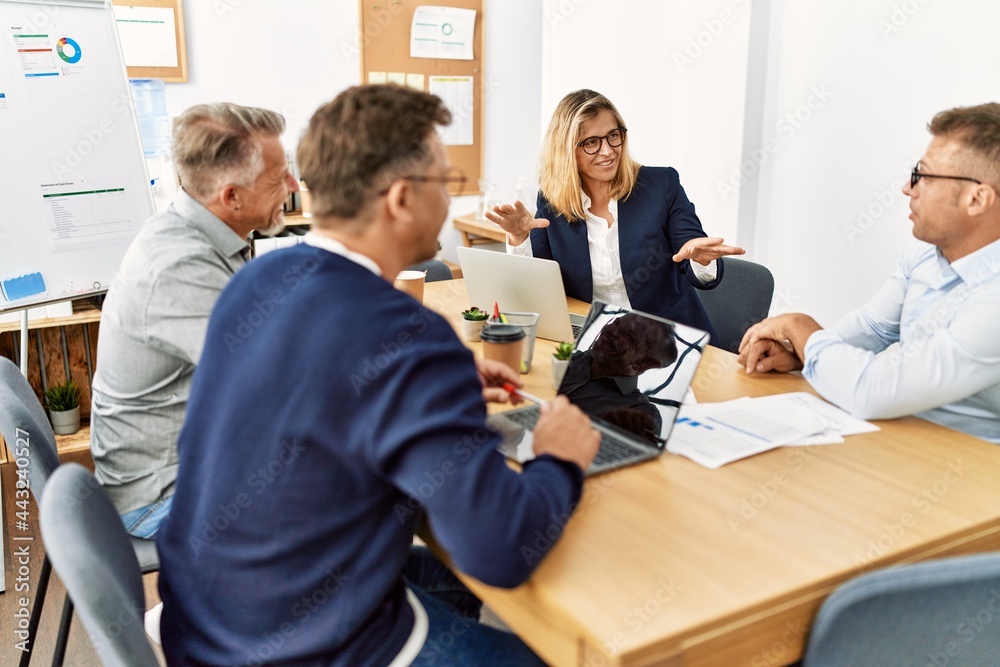 Group of middle age business workers working at the office. Group of middle age business workers working at the office.
