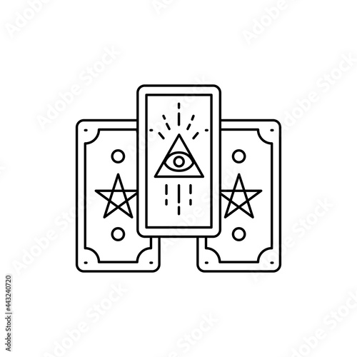 Tarot cards line icon. Isolated vector element.