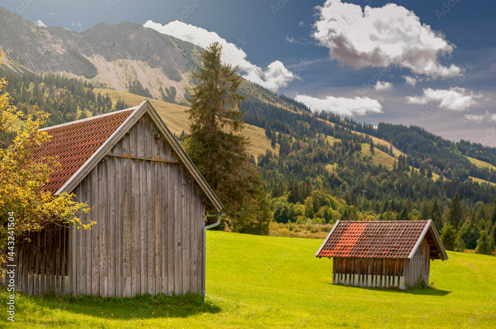 Wooden shed in the Alps Bavaria Germany