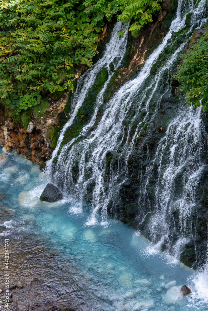 Obraz premium 青い川と滝 美瑛町 