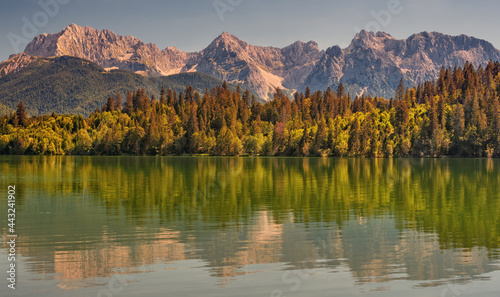 Lake Barmsee in the Alps Bavaria Germany