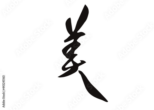 美,筆文字,手書き,フォント,墨,ベクター,書道,習字,Beautiful in Japanese,kanji,calligraphy,brush paint,hand drawn, ,black ink photo