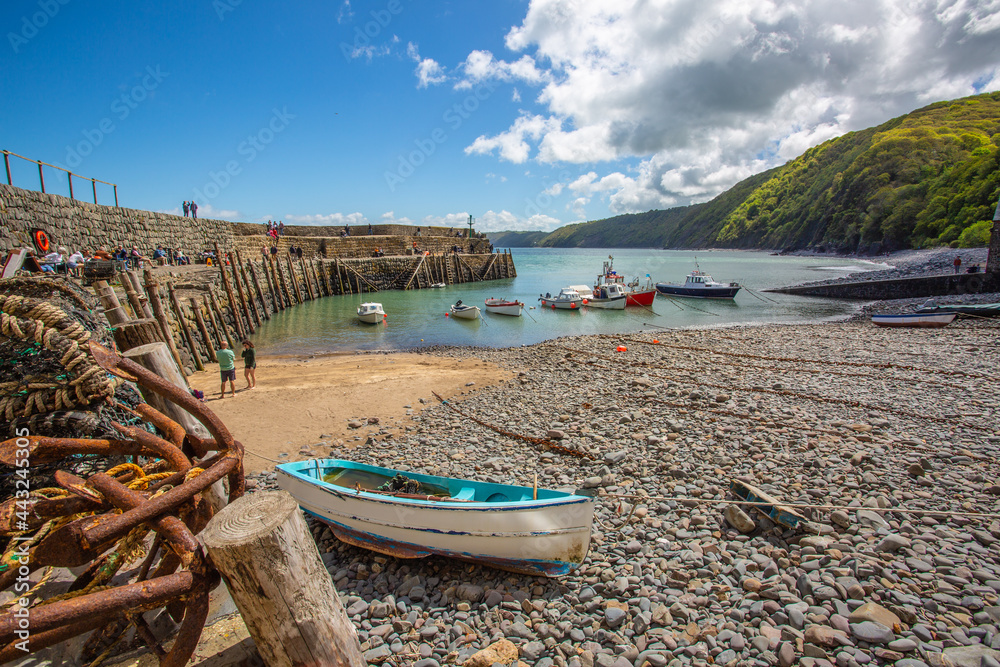 View of the harbour, Clovelly, Devon, England