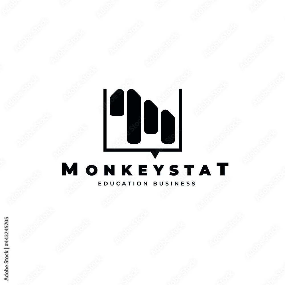 A graphic illustration or logo with a statistical shape object in the form of a monkey animal graphic can be used as a company logo or a statistics application logo 