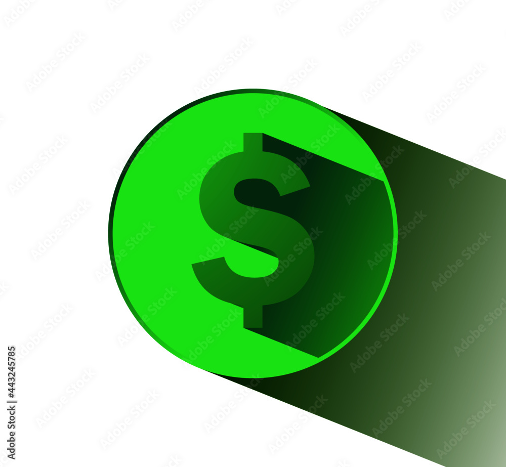 A green dollar sign on an isolated white background. Illustration of the dollar. A green dollar sign on an isolated white background. Illustration of the dollar.