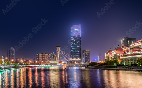 Night view of urban architecture landscape in Tianjin  China