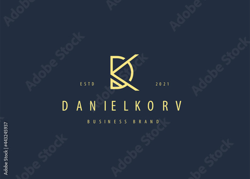 Minimalist Letter initial D K logo design template, monoline style. branding for fashion, personal or company brand. Vector illustrations photo