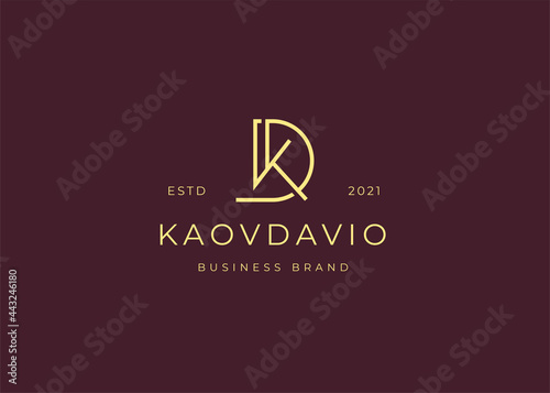 Minimalist Letter initial K D logo design template, monoline style. Branding for fashion, personal or company brand. Vector illustrations