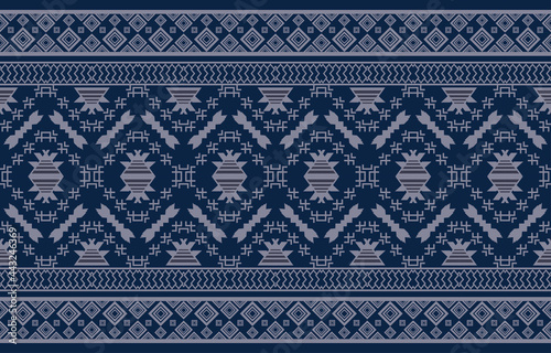 Geometric oriental tribal ethnic pattern traditional background Design for carpet,wallpaper,clothing,wrapping,batik,fabric,Vector illustration embroidery style.